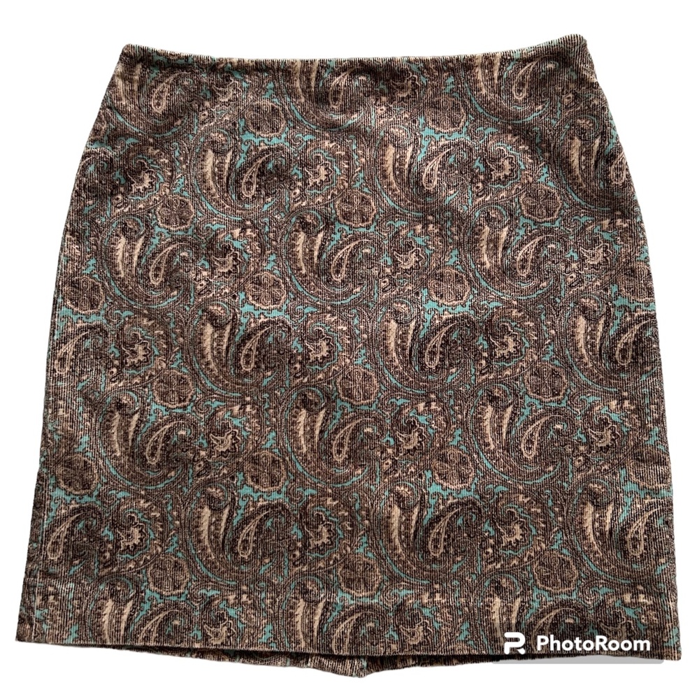 JONES NEW YORK Signature Paisley Corduroy Skirt Size 8.